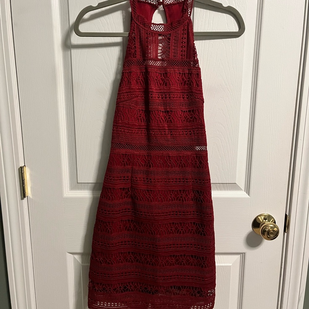 Burgundy Halter Dress